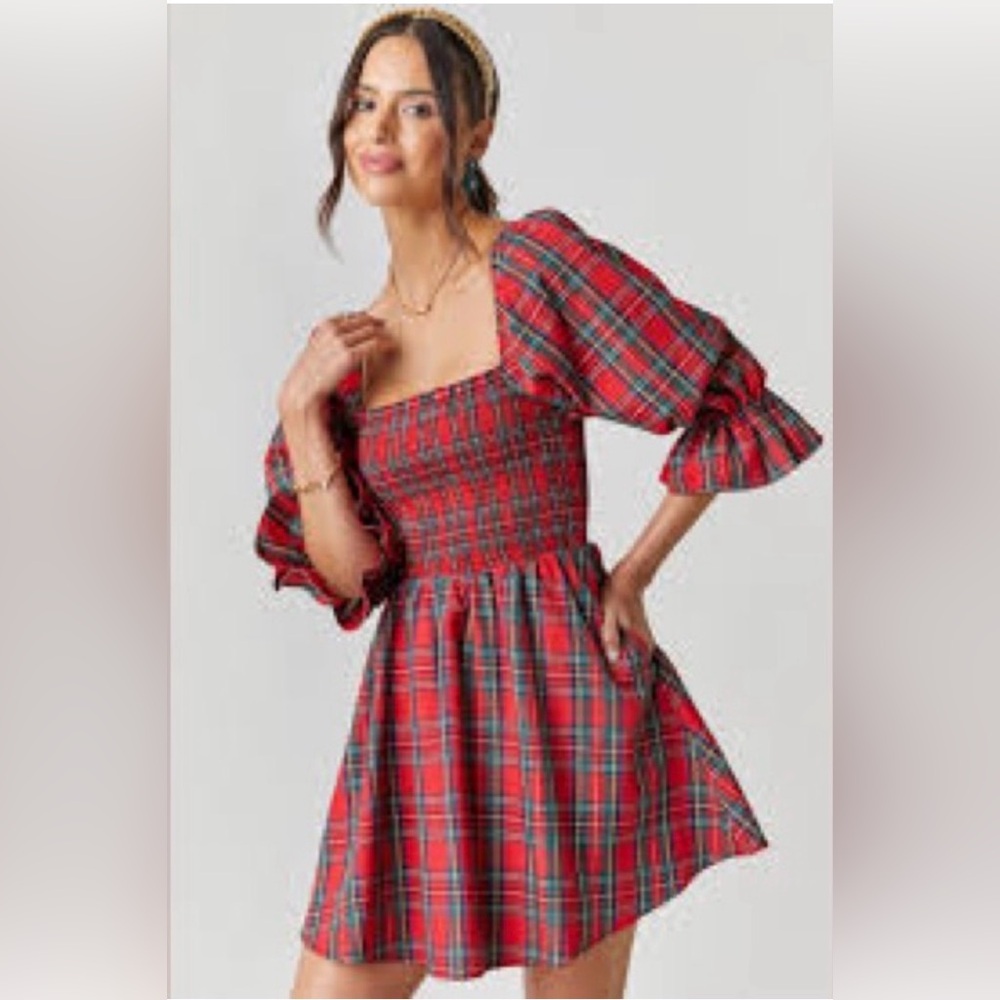 Blue Rain Red Plaid Dress XL - Picture 1 of 4